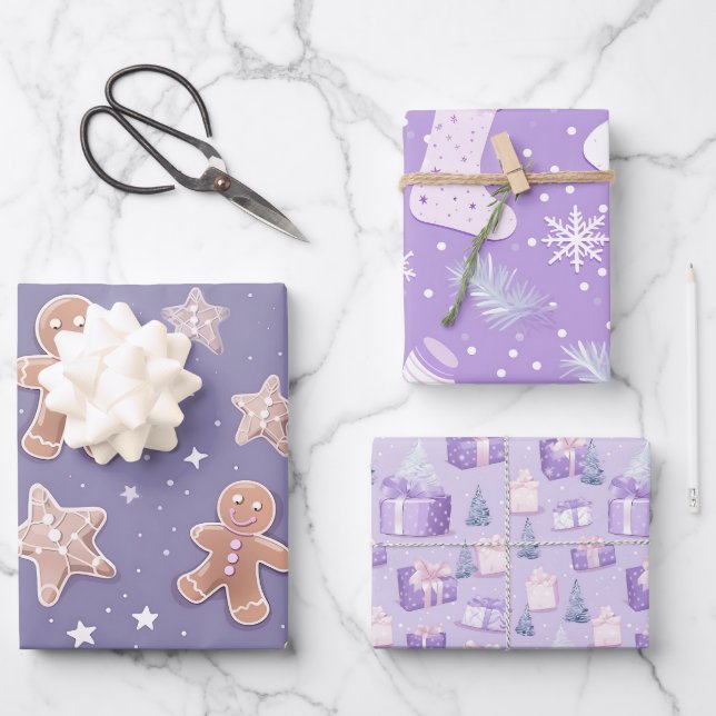 Papier d'enveloppement de vacances Purple Pastel (Recto)