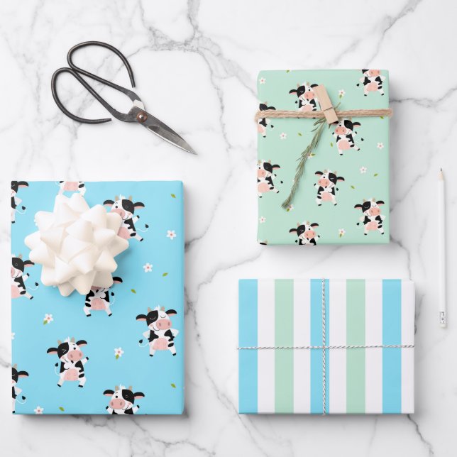 Papier d'enveloppement de vaches mûres série de 3 (Recto)