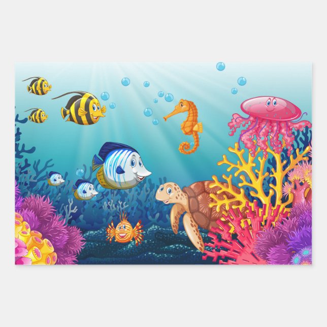 Papier d'enveloppement de vie aquatique (Devant)