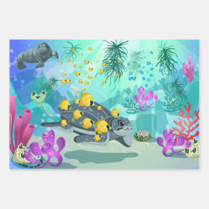 Papier d'enveloppement de vie aquatique