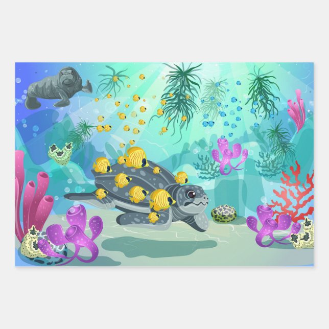Papier d'enveloppement de vie aquatique (Devant 3)