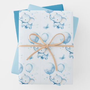 Papier d'enveloppement d'éléphant bleu Aquarelle