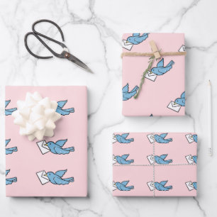 Papier d'enveloppement d'oiseaux bleu