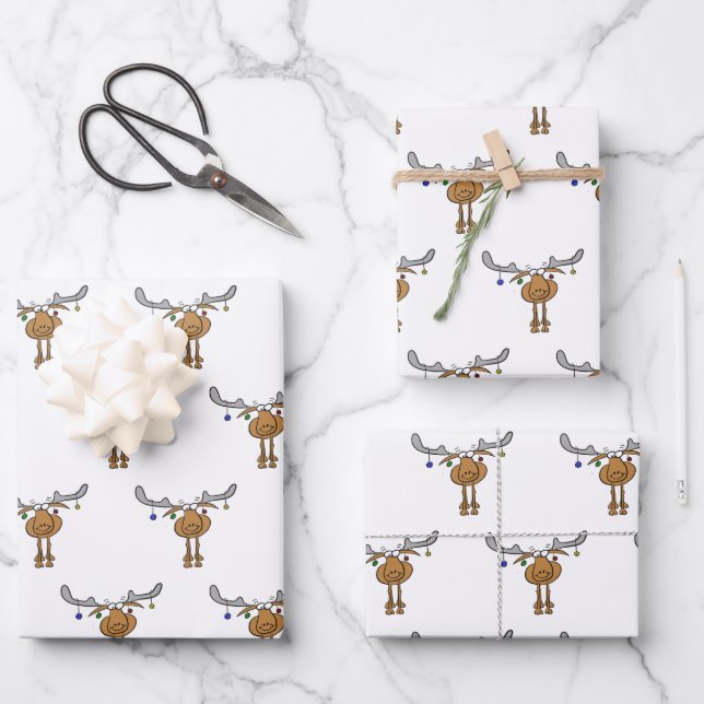 Papier d'enveloppement d'orignal de Noël (Recto)