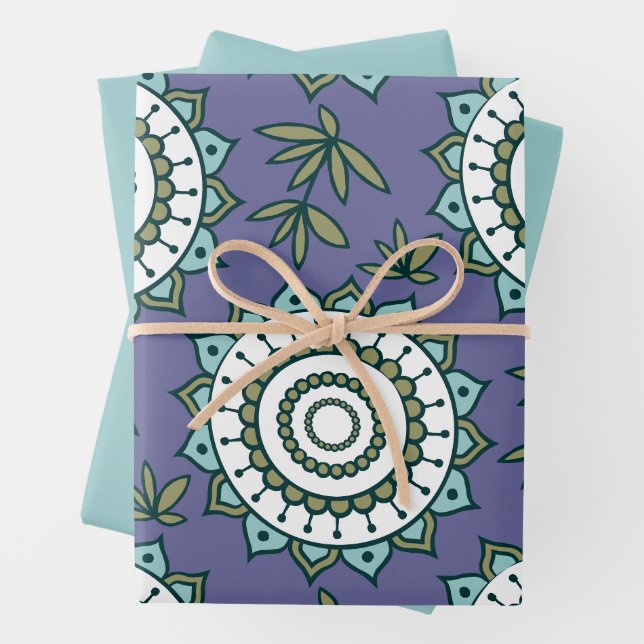 Papier d'enveloppement en mandala plat de couleur  (En situation)