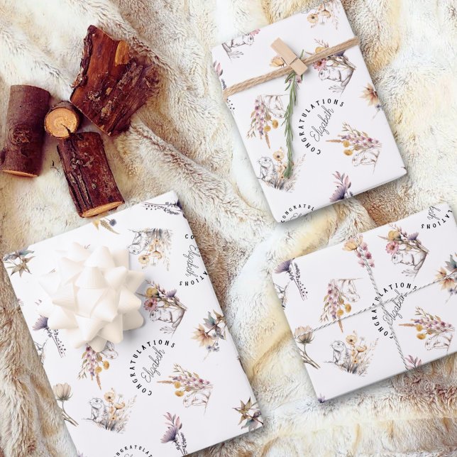 Papier d'enveloppement Fleur sauvage de chien de p (Créateur téléchargé)