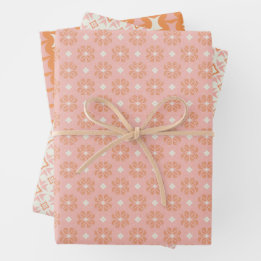 Papier d'enveloppement floral rose et orange