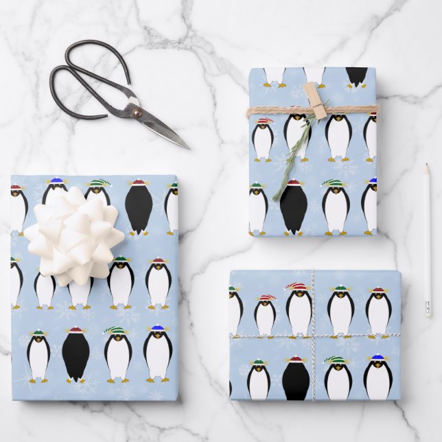 Papier d'enveloppement hivernal de pingouins (Recto)