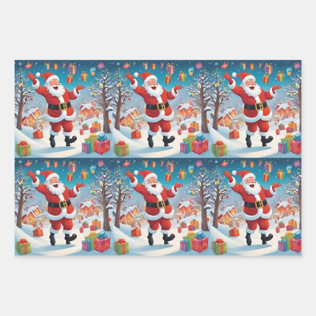 Papier d'enveloppement Jolly Santa Claus dans Matt (Devant)