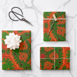 Papier d'enveloppement Kaleidoscope orange et vert