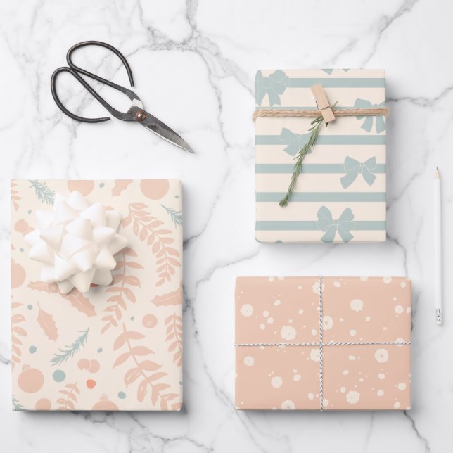 Papier d'enveloppement moderne de Noël (Recto)