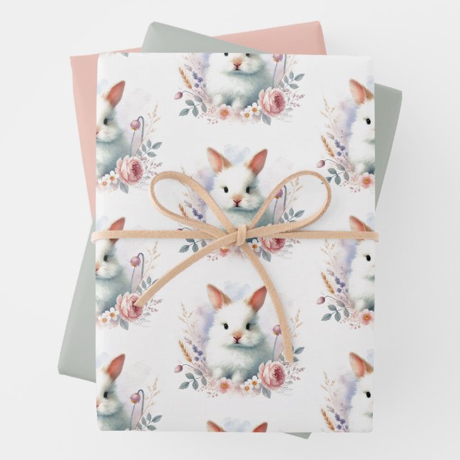 Papier d'enveloppement Pastel Bunny de Pâques - En (En situation)