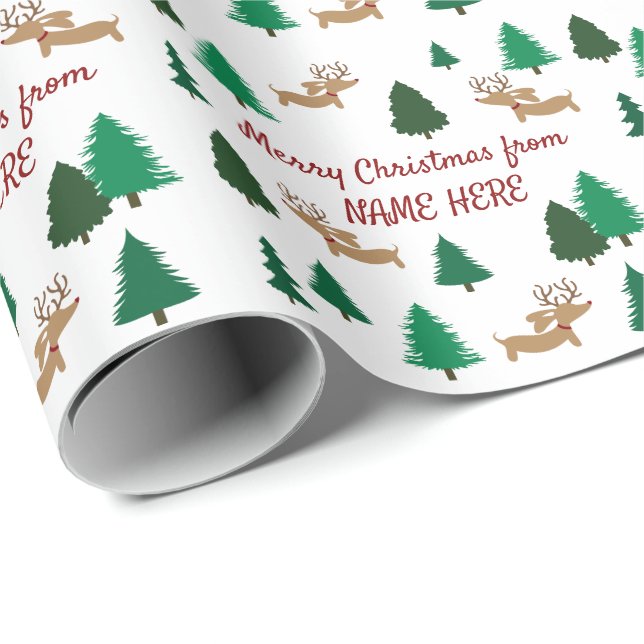 Papier d'enveloppement pour cadeau Wiener Dog pers (Coin rond)