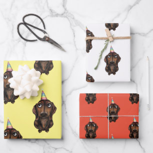 Papier d'enveloppement pour l'anniversaire du chie