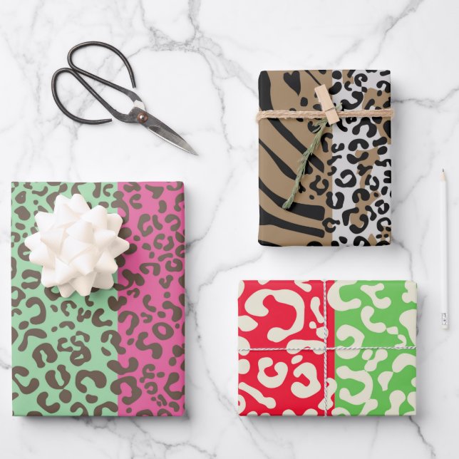Papier d'enveloppement pour zèbre léopard animal (Recto)