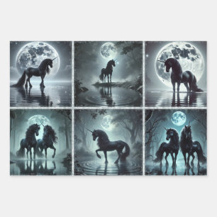Papier d'enveloppement Unicornes de minuit