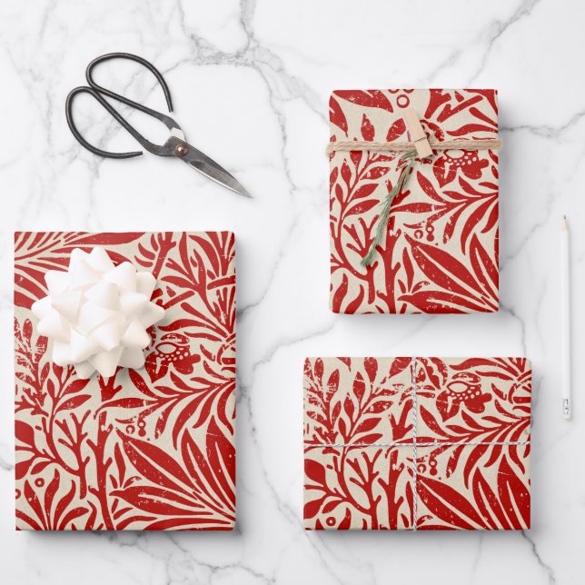 Papier d'enveloppement Vintage rouge (Recto)