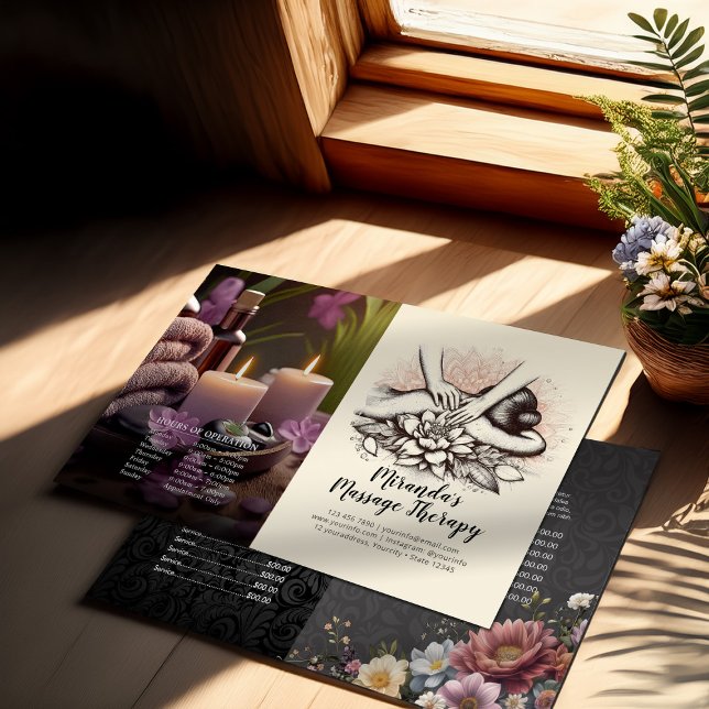 Papier Dépliant bifold Prix Thérapie de Massage Mains de  (Créateur téléchargé)