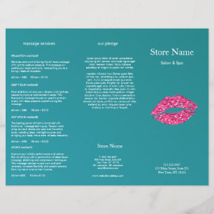 Papier Dépliant plié en trois du Salon de Beauté Teal Gre