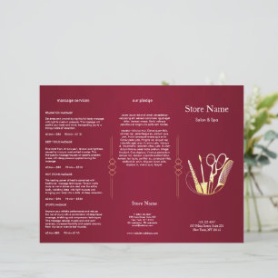 Papier Dépliant trifolié du salon de beauté Burgundy Wine