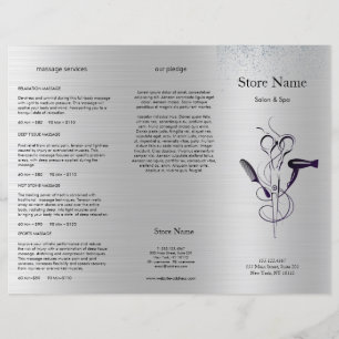 Papier Dépliant trifolié du Salon de beauté Silver Glitte