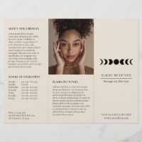 Dépliant triptyque élégant Phases de lune Beige Mo