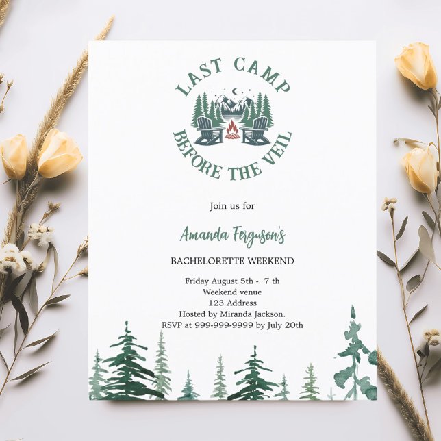 Papier Dernier camp bachelorette invitation week-end (Créateur téléchargé)