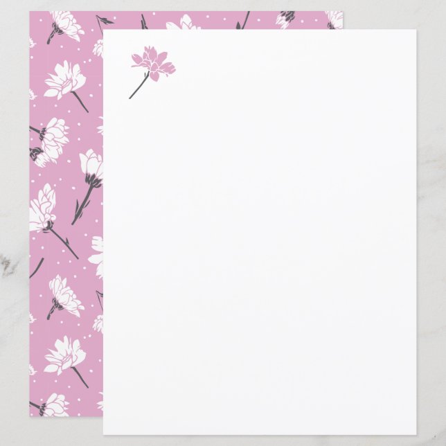 Papier Design Floral Rose - Art Fleur Élégant (Devant / Derrière)