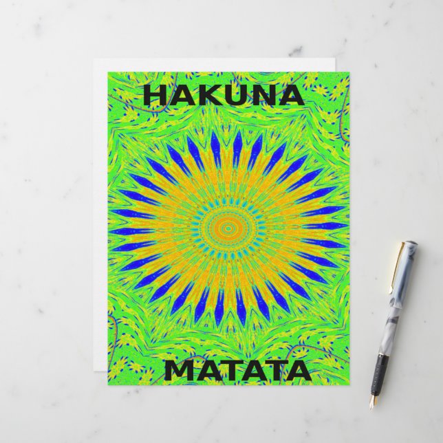 Papier Design Motif africain en vert et en or (Devant/Arrière en situation)