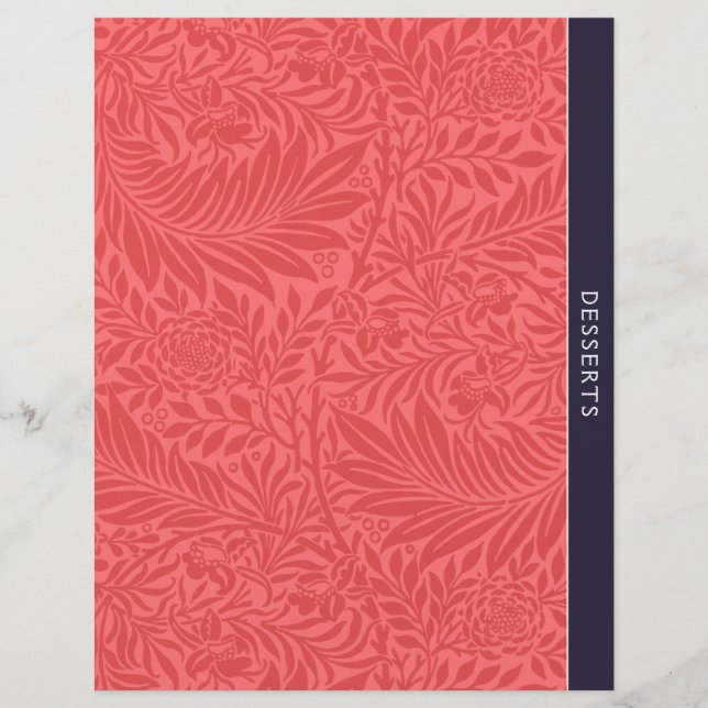Papier Desserts | Diviseur de recettes | Floral rouge Vin (Devant)