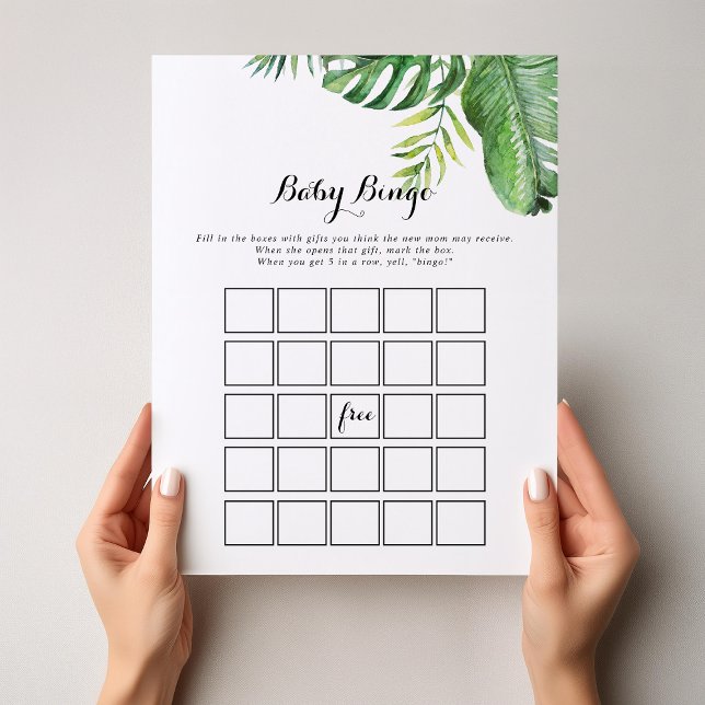 Papier Destination Tropical Green Baby Bingo jeu de douch (Créateur téléchargé)