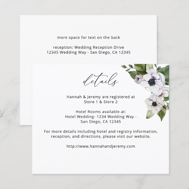 Papier Détails de la floraison blanche de l'anémone budgé (Devant / Derrière)