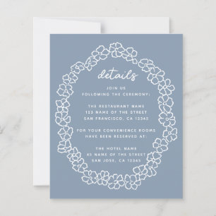 Papier Détails de mariage de couronne florale bleue pouss