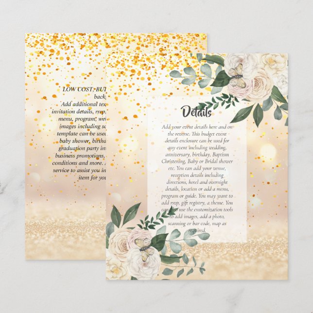 Papier DÉTAILS DES ÉVÉNEMENTS BUDGÉTAIRES - Roses blanche (Devant / Derrière)