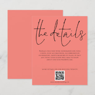 Papier Détails du Mariage budgétaire Code QR Rose corail 