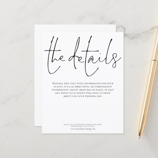 Papier Détails du Mariage budgétaire Élégant boîtier de s (Devant/Arrière en situation)