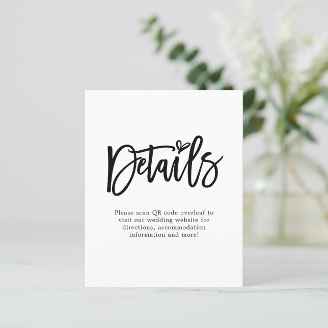 Papier Détails du Mariage de code QR du script budgétaire (Debout devant)