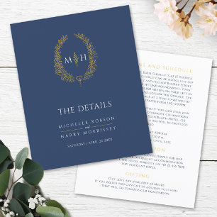 Papier Détails du mariage de couronne en or bleu