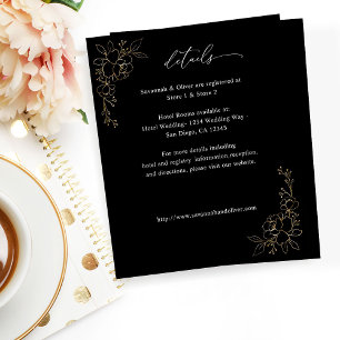 Papier Détails floraux à revêtement or budget - Noir