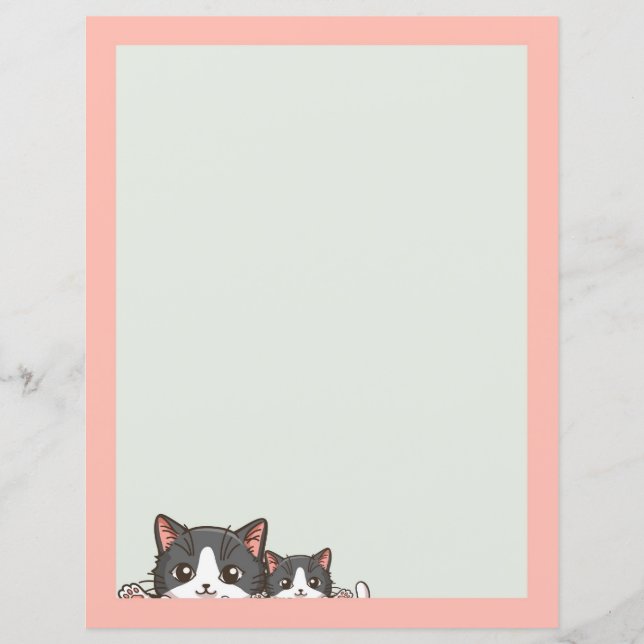 Papier deux chatons gris (Devant)