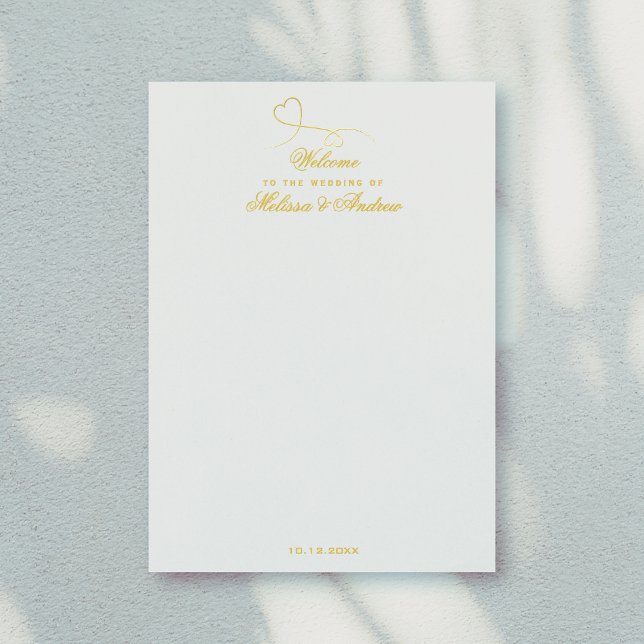 Papier Deux Coeurs Or Élégants | Lettre de bienvenue Mari (Créateur téléchargé)