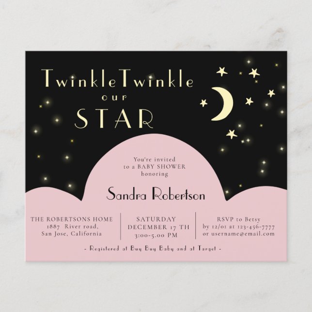 Papier Deux étoiles brillantes | Baby shower budgétaire n (Devant)