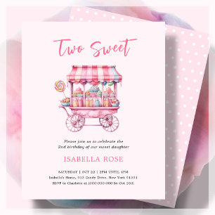 Papier Deux sucreries 2e anniversaire Invitation budgétai