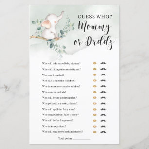 Papier Devine qui maman ou papa jeu éléphant boho