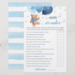 Papier Devinez au-dessus ou sous le Baby shower de jeu Te