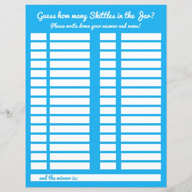 Papier Devinez combien de bonbons dans le journal du Baby (Devant)