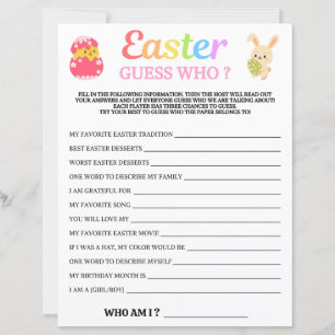 Papier Devinez de Pâques qui ont joué