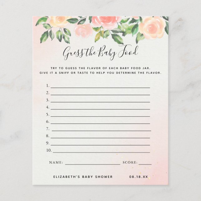 Papier Devinez la Nourriture pour Bébé | Jeu de Baby Show (Devant)