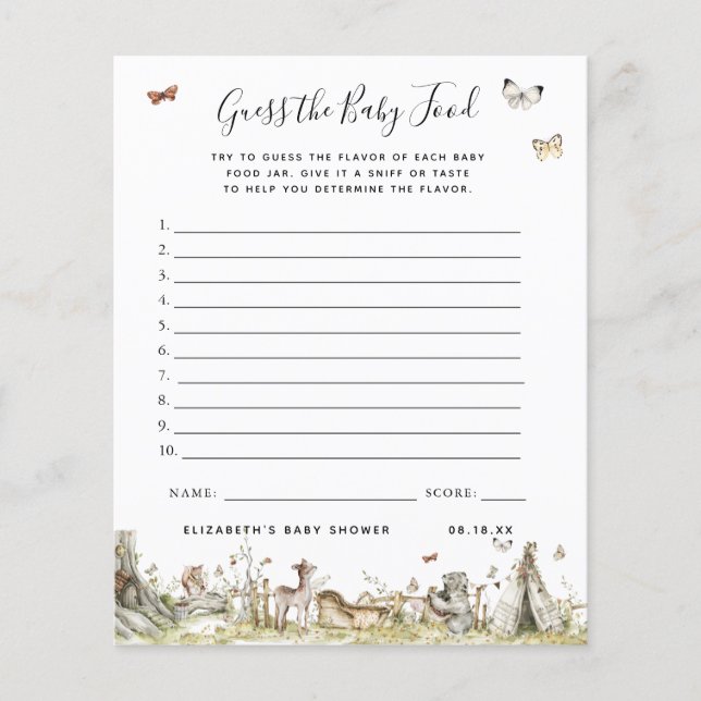 Papier Devinez la nourriture pour bébés | Jeu Baby shower (Devant)