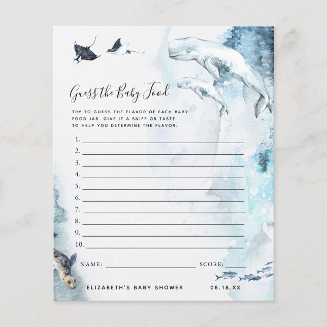 Papier Devinez la nourriture pour bébés | Jeu Baby shower (Devant)